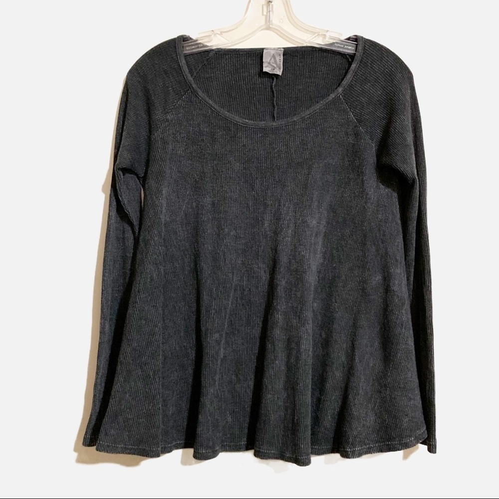 American Age Charcoal Gray Flare  Ribbed Blouse Sweater. Size XS